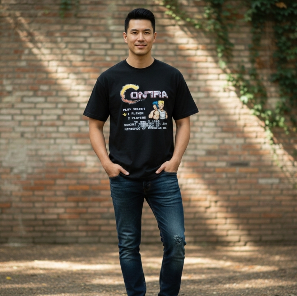 Classic Contra Nintendo NES Start Screen Graphic Tee - Men's XL